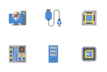 Computer Hardware And IT Parts Icon Pack