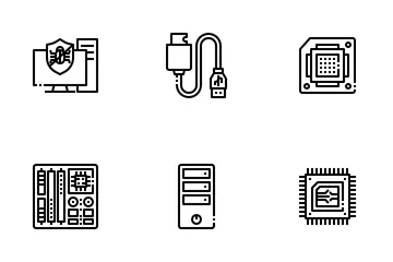 Computer Hardware And IT Parts Icon Pack