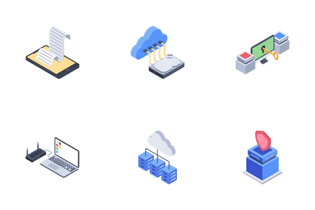 Computer Network Technology Icon Pack - 30 Isometric Network ...