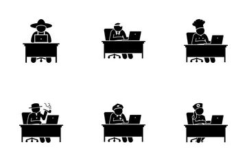 Computer Worker Icon Pack