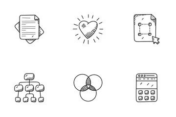 Icônes de Doodle de conception et de développement Web Icon Pack