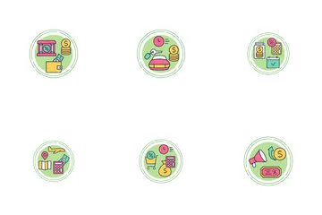 Concepto de educación financiera Paquete de Iconos