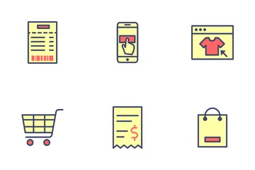 Conjunto de ícones de comércio eletrônico Pacote de Ícones