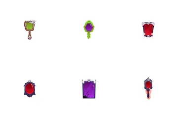 Conjunto de espelhos mágicos de diferentes formas e cores Pacote de Ícones