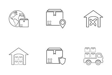 Conjunto de ícones de linha de entrega e logística Pacote de Ícones