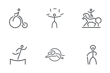 Conjunto de iconos de línea fina de circo Paquete de Iconos
