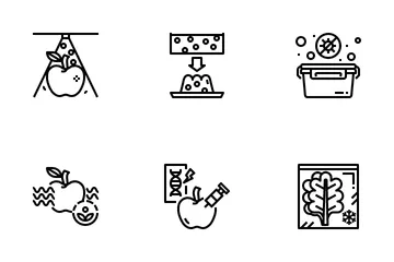 Conservación y procesamiento de alimentos Paquete de Iconos