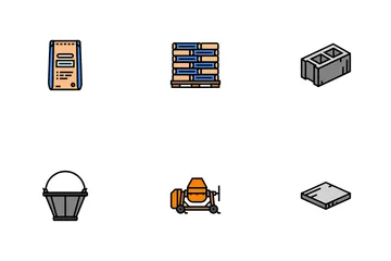 Construcción de hormigón de cemento Paquete de Iconos