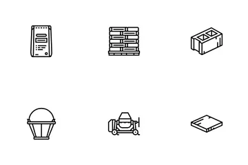 Construcción de hormigón de cemento Paquete de Iconos