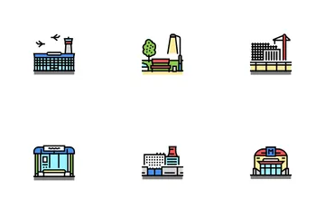 Construction et paysage de la ville Icon Pack