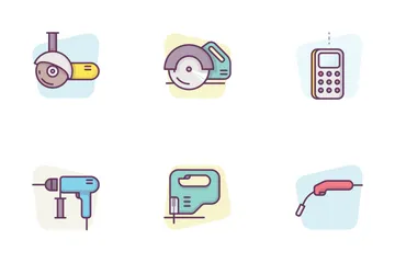 Construction Electrical Tools With Background Icon Pack