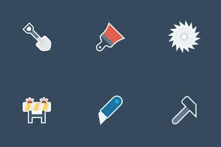 Construction Flat Paper Icons