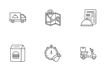 Contactless Food Delivery Icon Pack