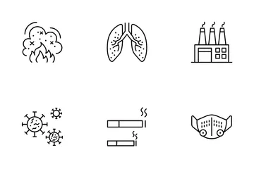 La contaminación del aire Paquete de Iconos