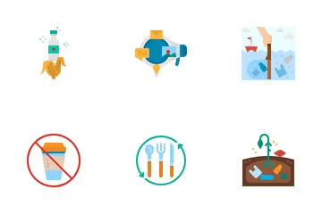 Contaminación plástica Paquete de Iconos