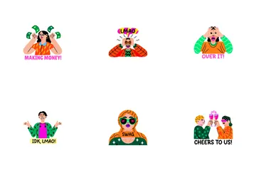 Cool Stickers Set Icon Pack