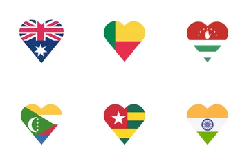 Corazón de la bandera del país Paquete de Iconos