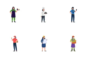 Costume de travailleuse de personnage féminin Pack d'Icônes