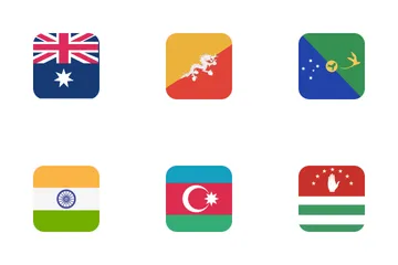 Country Flag Color Squre Redious Icon Pack