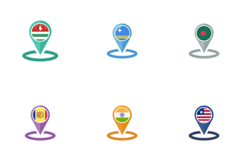 Country Flag Round Base Icon Pack