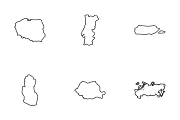 Country Maps Outline Icon Pack