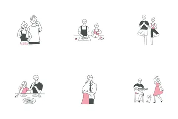 Couple In Daily Life Clipart Icon Pack