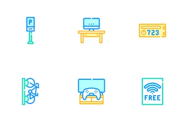 Oficina de trabajo coworking Paquete de Iconos