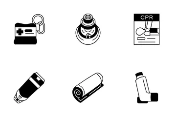 CPR And AED Supplies Icon Pack