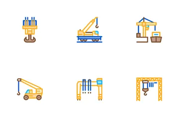 Crane Building Machine Icon Pack