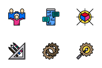 Creative Process Color Line Icon Pack