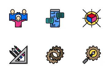 Creative Process Color Line Icon Pack