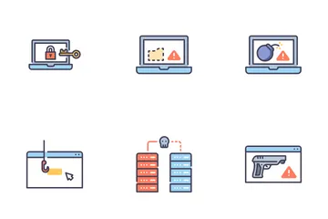 Crimes cibernéticos e proteção Pacote de Ícones