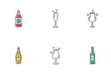 Cristalería para bebidas alcohólicas Paquete de Iconos