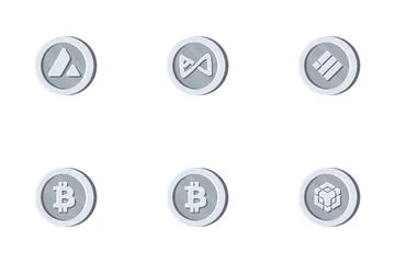 Pièces d'argent de crypto-monnaie Pack d'Icônes