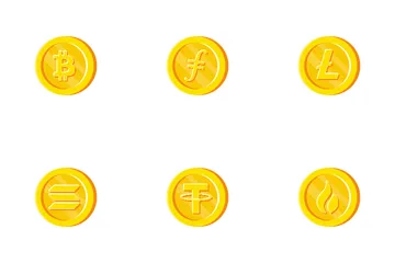 Cryptocurrency Gold Coins Icon Pack