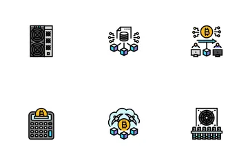 Cryptocurrency Mining Blockchain Icon Pack