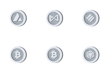 Cryptocurrency Silver Coins Icon Pack