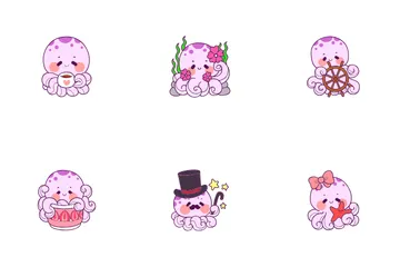 Cute Baby Octopus Icon Pack