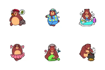 Cute Bear Activities Icon Pack