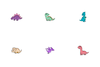 Cute Cartoon Dinosaur Icon Pack