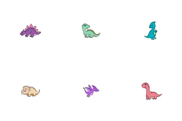 Cute Cartoon Dinosaur Icon Pack