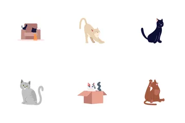 25 cats flat icon pack Royalty Free Vector Image