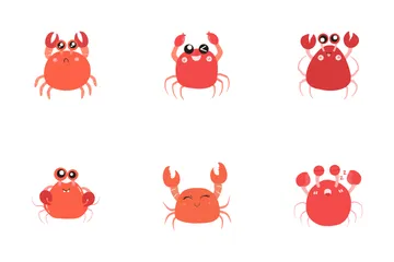 Cute Crab Character Icon Pack