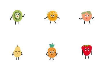 Cute Fruit Character Icon Pack