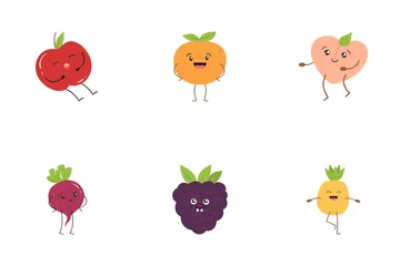 Cute Fruits Characters Icon Pack