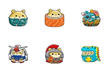 Cute Hamster Wear Costume Icon Pack
