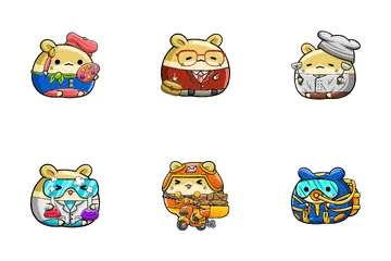 Cute Hamster Worker Icon Pack
