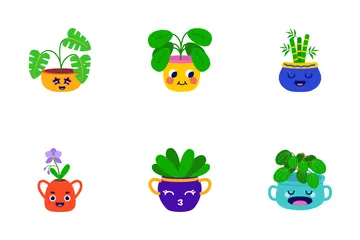 Cute Home Plant Collection Icon Pack