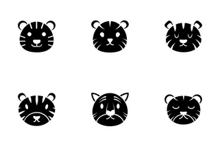 Cute Tiger Vector Icons