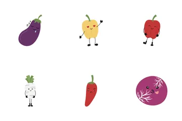 Cute Vegetable Characters Icon Pack